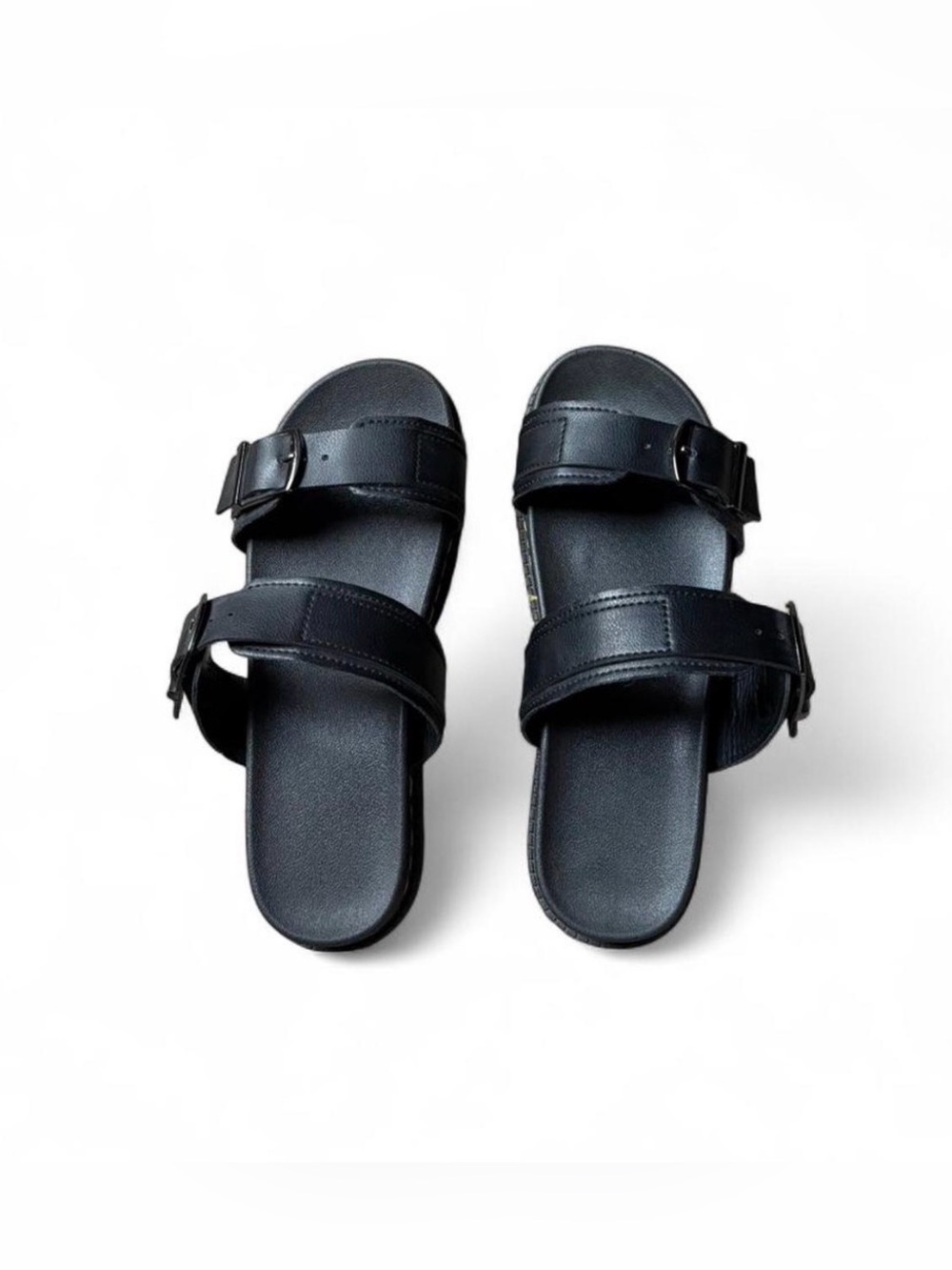 Black Sandals with Yellow Stitching